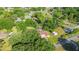 Aerial view of a home with screened pool, detached garage, surrounded by trees and greenery in a residential area at 10140 Sw 81St Terrace Rd, Ocala, FL 34481