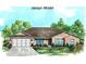 Rendering of home exterior featuring a two-car garage and landscaped front yard at 12953 Sw 85Th Pl, Dunnellon, FL 34432