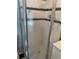 Bathroom featuring a glass door shower with black accents and a built-in vanity at 439 Sw Shorewood Dr, Dunnellon, FL 34431