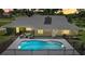 Gorgeous backyard with a unique pool design and lush landscaping at 5326 Nw 76Th Ct, Ocala, FL 34482