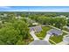 A lovely aerial view shows the charming home surrounded by mature trees and a lush green yard and a circular drive at 6600 Sw 109Th Ln, Ocala, FL 34476