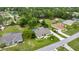 Aerial view of a green home with a screened pool, spacious yard, and mature trees at 4966 Sw 107Th Loop, Ocala, FL 34476