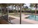 Relaxing backyard pool featuring mature landscaping and a concrete patio area at 12 Brook Pl, Ocala, FL 34472