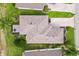 Aerial view of the property showcasing the roof, patio, landscaping, and driveway at 12255 Se 177Th Loop, Summerfield, FL 34491