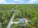 An aerial perspective of a home surrounded by lush green trees in a serene, wooded environment at 23163 Nw Shamrock Ave, Dunnellon, FL 34431