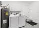Bright laundry area with washer, dryer, water heater and storage at 8712 Sw 92Nd St # C, Ocala, FL 34481