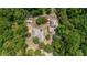 Overhead view showing the home and accessory buildings surrounded by mature trees offering privacy at 11447 Sw 128Th Ave, Dunnellon, FL 34432