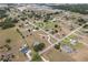 Aerial shot showcasing the home's location within a serene residential community and expansive backyard at 4725 County Road 121D, Wildwood, FL 34785