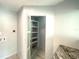 Walk-in pantry featuring white storage shelves and luxury vinyl flooring at 6134 Se Stetson Rd, Belleview, FL 34420