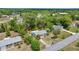 Aerial view showcasing a home in a neighborhood with mature landscaping and trees at 8449 Sw 105Th Pl, Ocala, FL 34481