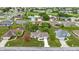 Aerial view of a community featuring well-maintained homes, lush landscaping, and a scenic pond at 2158 Nw 50Th Ave, Ocala, FL 34482