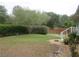 Beautiful backyard with mature trees, green lawn, and a red fence surrounding the property at 5949 Se 164Th Ct, Ocklawaha, FL 32179