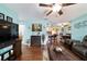Open-concept living room flowing into the dining area, great for entertaining at 8140 Sw 109Th Street Rd, Ocala, FL 34481