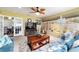Relax in this cozy sunroom featuring a ceiling fan, ample seating, and plenty of natural light at 8140 Sw 109Th Street Rd, Ocala, FL 34481