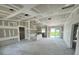 Spacious living room featuring unfinished drywall walls, recessed lighting, and a sliding glass door at 1057 Nw 68Th Pl, Ocala, FL 34474