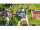 Aerial view of home and property showcasing the roof, driveway and surrounding greenery at 2406 Se 40Th Street Rd, Ocala, FL 34480