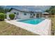 Inviting backyard with a sparkling pool, brick patio, and lush landscaping at 8622 Baylor Cir, Orlando, FL 32817