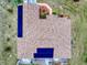 Aerial view showcasing a roof equipped with solar panels, highlighting the home's eco-friendly features at 9325 Sw 125Th Court Rd, Dunnellon, FL 34432