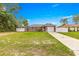 Single-story home with grey exterior, fenced yard, and well-maintained landscaping at 16220 Sw 19Th Avenue Rd, Ocala, FL 34473