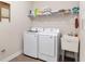 Well-equipped laundry room with modern washer, dryer, sink, and ample shelving for storage at 4064 Sw 132Nd Ln, Ocala, FL 34473