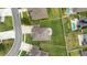 Overhead view showcasing backyard, green lawn, and neighboring homes with pools at 5653 Sw 50Th Ter, Ocala, FL 34474