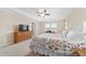 Spacious main bedroom with neutral walls, carpet, tray ceiling, ceiling fan, and large windows at 5653 Sw 50Th Ter, Ocala, FL 34474