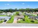 An aerial view of a single-Gathering home showcasing its manicured lawn and serene neighborhood setting at 9853 Se 175Th Pl, Summerfield, FL 34491