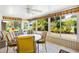 Bright sunroom surrounded by large windows overlooking the greenery and landscaping at 9853 Se 175Th Pl, Summerfield, FL 34491