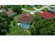 Aerial view of the home showing a screened-in pool, mature trees and lovely landscaping at 11586 Sw 75Th Cir, Ocala, FL 34476