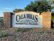 Community entrance sign for Cala Hills Residential Villages with brick pillars and stone ground cover at 2631 Sw 20Th Cir, Ocala, FL 34471