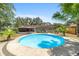 Private backyard pool with mature landscaping and poolside seating area, perfect for relaxing at 6060 Se 119Th Pl, Belleview, FL 34420