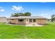 Well-maintained backyard with lush grass and a patio with outdoor seating at 8463 Sw 108Th Ln, Ocala, FL 34481