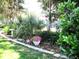 Lush backyard landscaping featuring colorful plants and charming garden decorations at 13762 Sw 112Th Ter, Dunnellon, FL 34432