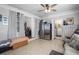 Eat-in kitchen with stainless steel refrigerator, breakfast nook and backyard views at 3299 County Road 521, Wildwood, FL 34785