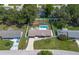 Aerial view of the property with fenced backyard and screened in pool at 3881 Se 61St Pl, Ocala, FL 34480