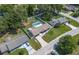 Aerial view of the home showing fenced property, pool, and mature trees at 3881 Se 61St Pl, Ocala, FL 34480