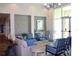 Comfortable lounge area with ample seating, stone accent wall, and natural light at 8816 Sw 69Th Place Rd, Ocala, FL 34481