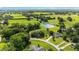 Expansive aerial view of a home with a lush green landscape, a large pond, and neighboring horse pastures at 8940 Sw 8Th St, Ocala, FL 34481