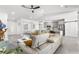 Open-concept living room with modern furnishings seamlessly connects to the kitchen and dining area, enhanced by neutral walls at 10291 Se 67Th Ter, Belleview, FL 34420