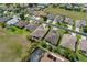 Overhead view of a residential street with lush green lawns and houses with screened in lanais at 1377 Sw 161St Pl, Ocala, FL 34473