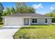 Charming single-story home with a two-car garage, well-maintained lawn, and inviting front entrance at 21301 Sw Rainbow Lakes Blvd, Dunnellon, FL 34431