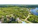 A peaceful riverside neighborhood can be seen in this beautiful aerial view, complete with lush greenery at 24628 Fox Rd, Astor, FL 32102