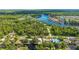 An aerial view showcases the serene waterfront community nestled amidst lush greenery at 24628 Fox Rd, Astor, FL 32102