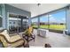 Covered lanai offering great view of backyard, complemented by wicker seating and outdoor decor at 6046 Sw 86Th Cir, Ocala, FL 34481