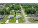 Aerial view featuring multiple homes in a suburban neighborhood with mature trees and lawns at 16062 Se 89Th Ter, Summerfield, FL 34491
