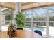 Breakfast nook featuring decor and view to screened in pool with a waterfall feature at 2010 Se 25Th St, Ocala, FL 34471