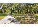 Scenic view of a long, winding driveway leading through a lush green yard dotted with mature trees and dappled sunlight at 20861 Sw 81St Loop, Dunnellon, FL 34431