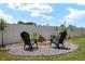 Cozy backyard fire pit area with seating, surrounded by lush landscaping and a well-maintained lawn, ideal for gatherings at 3612 Se 47Th Ter, Ocala, FL 34480