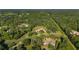 Expansive aerial view showcasing a luxurious home nestled among lush greenery and mature trees on a vast estate at 6381 Sw 21St Court Rd, Ocala, FL 34471