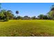 Expansive backyard featuring lush green grass and mature trees, complemented by a charming red-roofed home in the background at 6381 Sw 21St Court Rd, Ocala, FL 34471